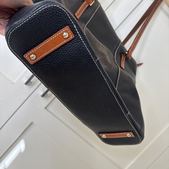 Dooney & Bourke Lexington Black Pebbled Leather Double Handle Zipper Tote Bag - Picture 10 of 13